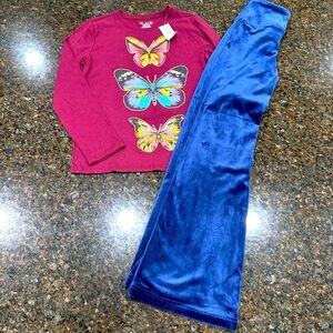 Girls matching set size 7/8 graphic tee flared leg pants